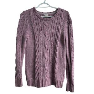 LL Bean Cable Knit Fisherman Crewneck Sweater Sz Medium